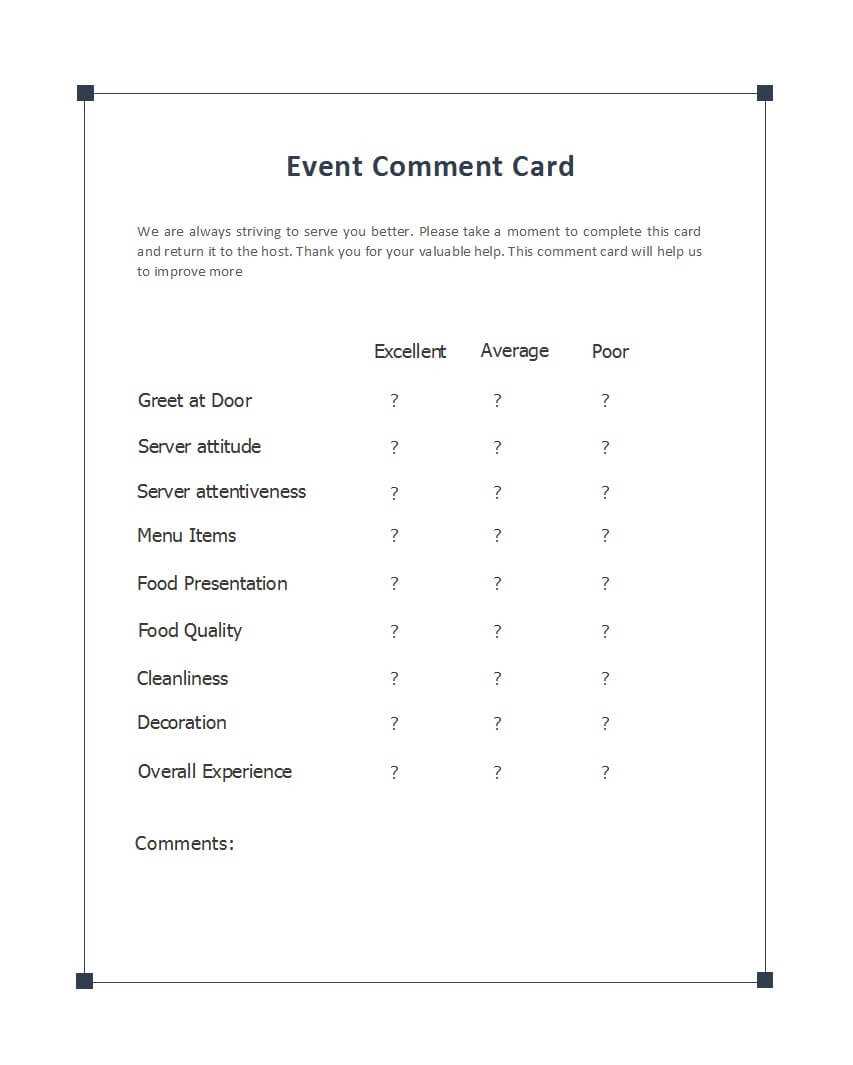 50 Printable Comment Card & Feedback Form Templates ᐅ With Regard To Comment Cards Template