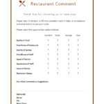 50 Printable Comment Card & Feedback Form Templates ᐅ With Regard To Restaurant Comment Card Template