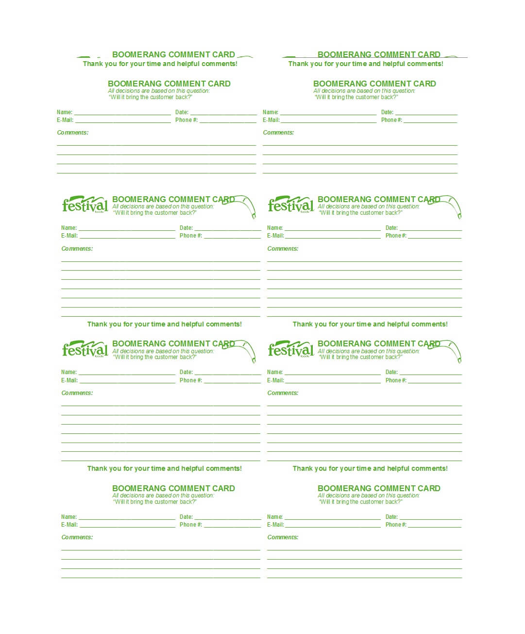 50 Printable Comment Card & Feedback Form Templates ᐅ Within Survey Card Template