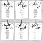 5X7 Wedding Seating Chart Cards Printable, Tables 1 20 With Regard To Reserved Cards For Tables Templates