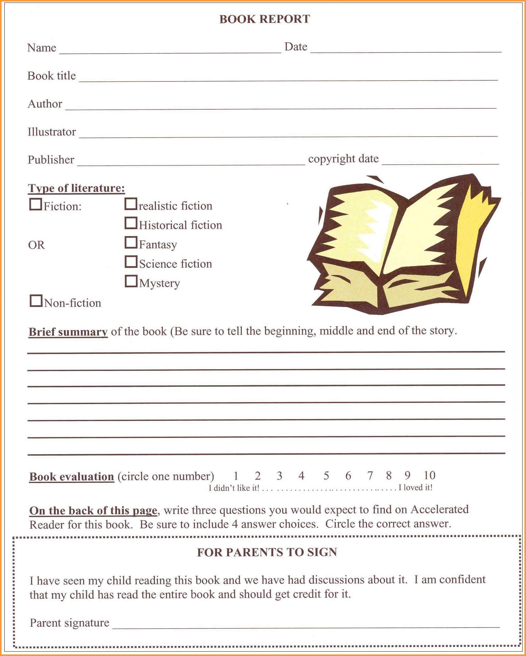6+ Book Report Example 6Th Grade | Types Of Letter In 6Th Grade Book Report Template