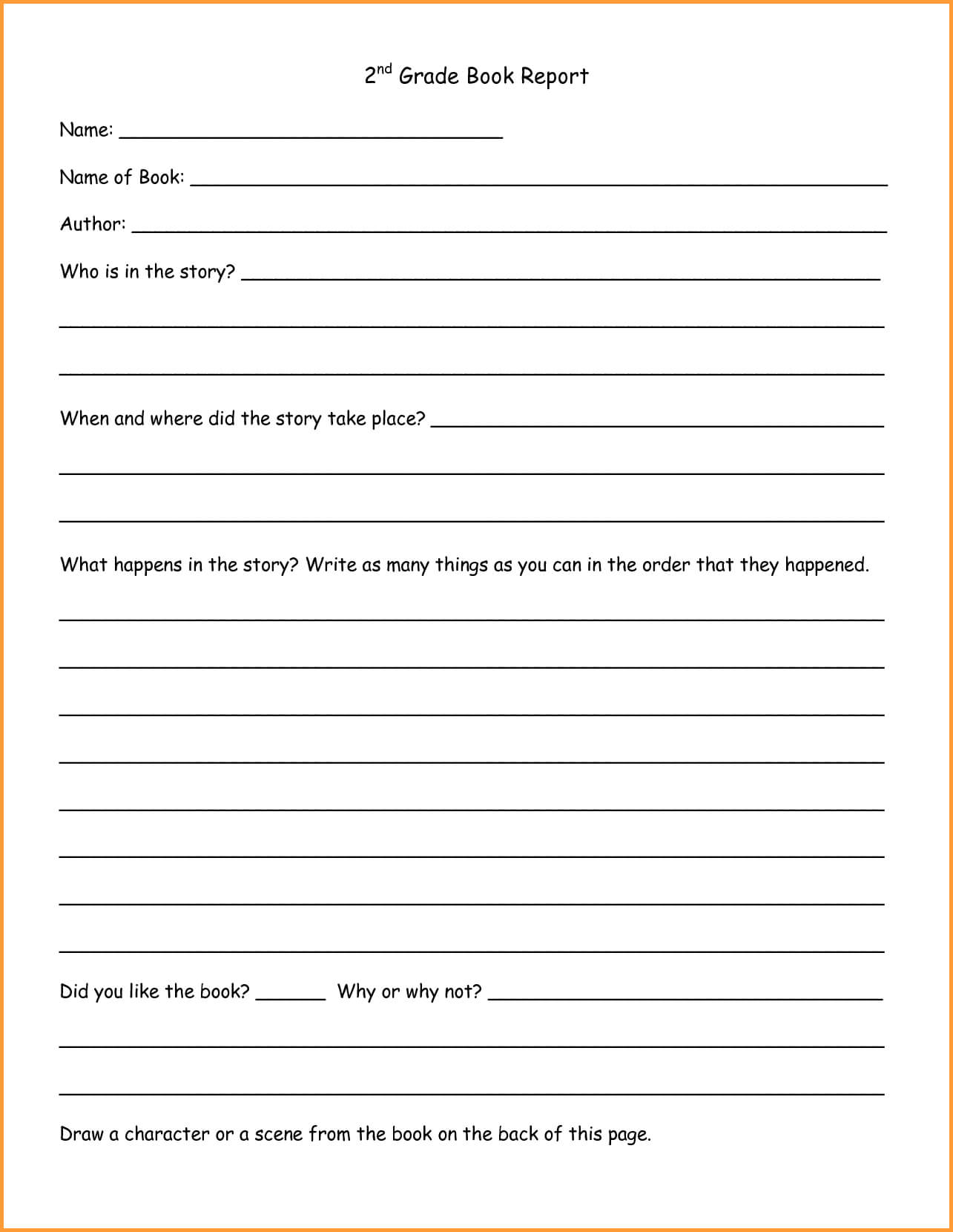 6+ Book Report Template 2Nd Grade | Types Of Letter For 2Nd Grade Book Report Template