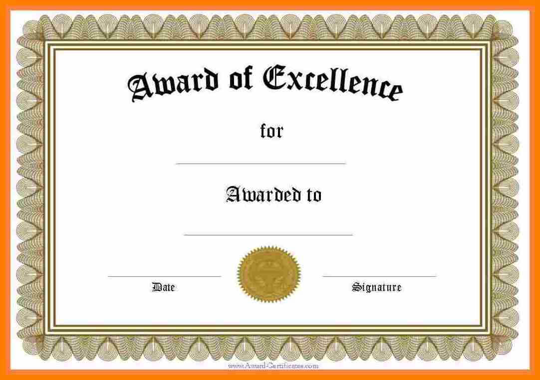 6+ Certificate Of Excellence Templates For Word | Weekly With Certificate Of Excellence Template Word