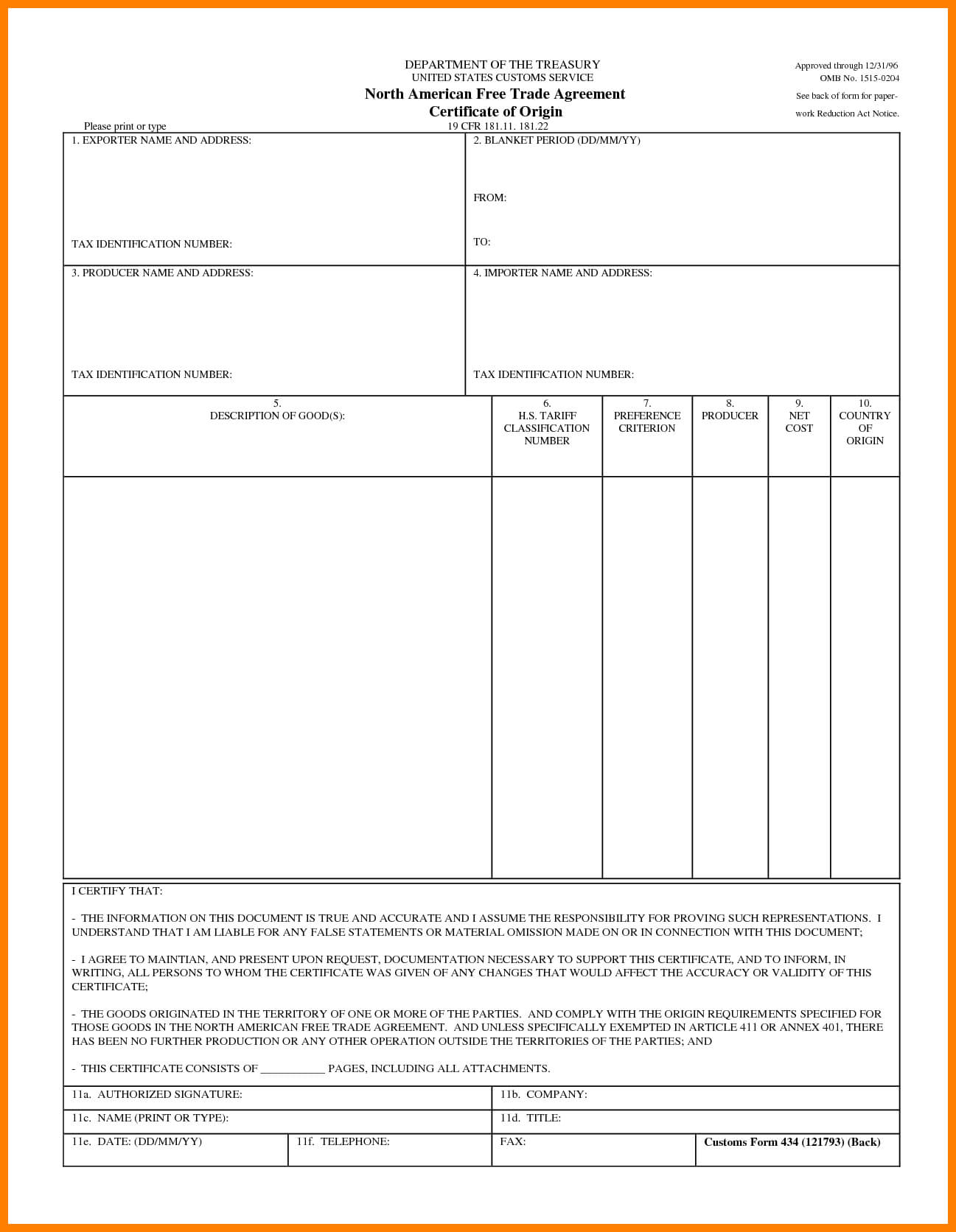 6+ Certificate Of Origin Word Document | Weekly Template Inside Certificate Of Origin Template Word