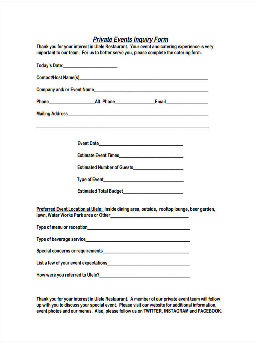 6+ Event Inquiry Form Samples – Free Sample, Example Format Throughout Enquiry Form Template Word