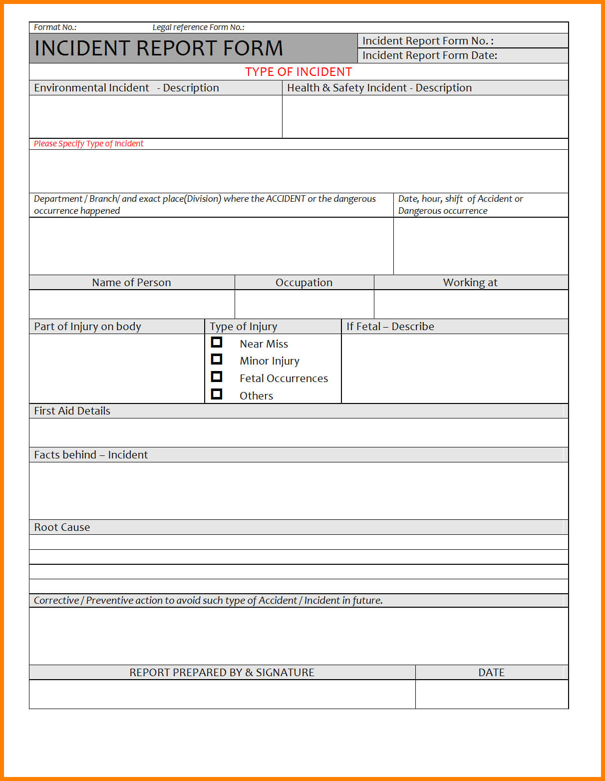 6+ Excel Template Incident Report | Gospel Connoisseur For First Aid Incident Report Form Template