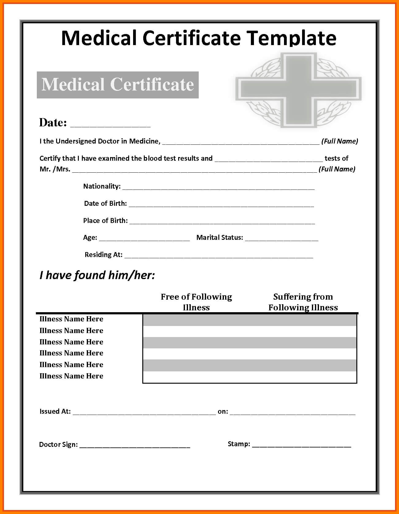 6+ Fake Medical Certificate | Lbl Home Defense Products within Fake Medical Certificate Template Download