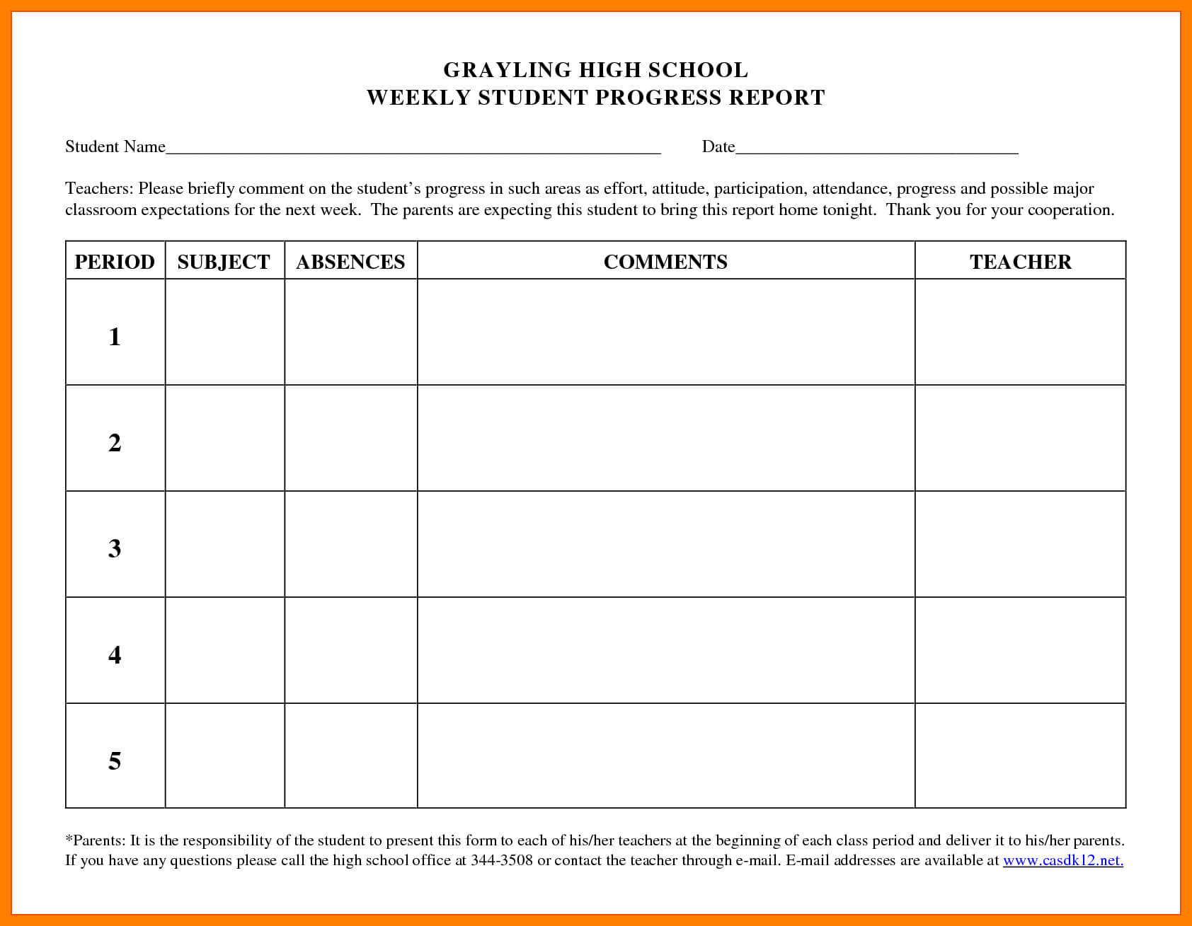 6+ Student Progress Report Templates | Phoenix Officeaz Inside High School Progress Report Template