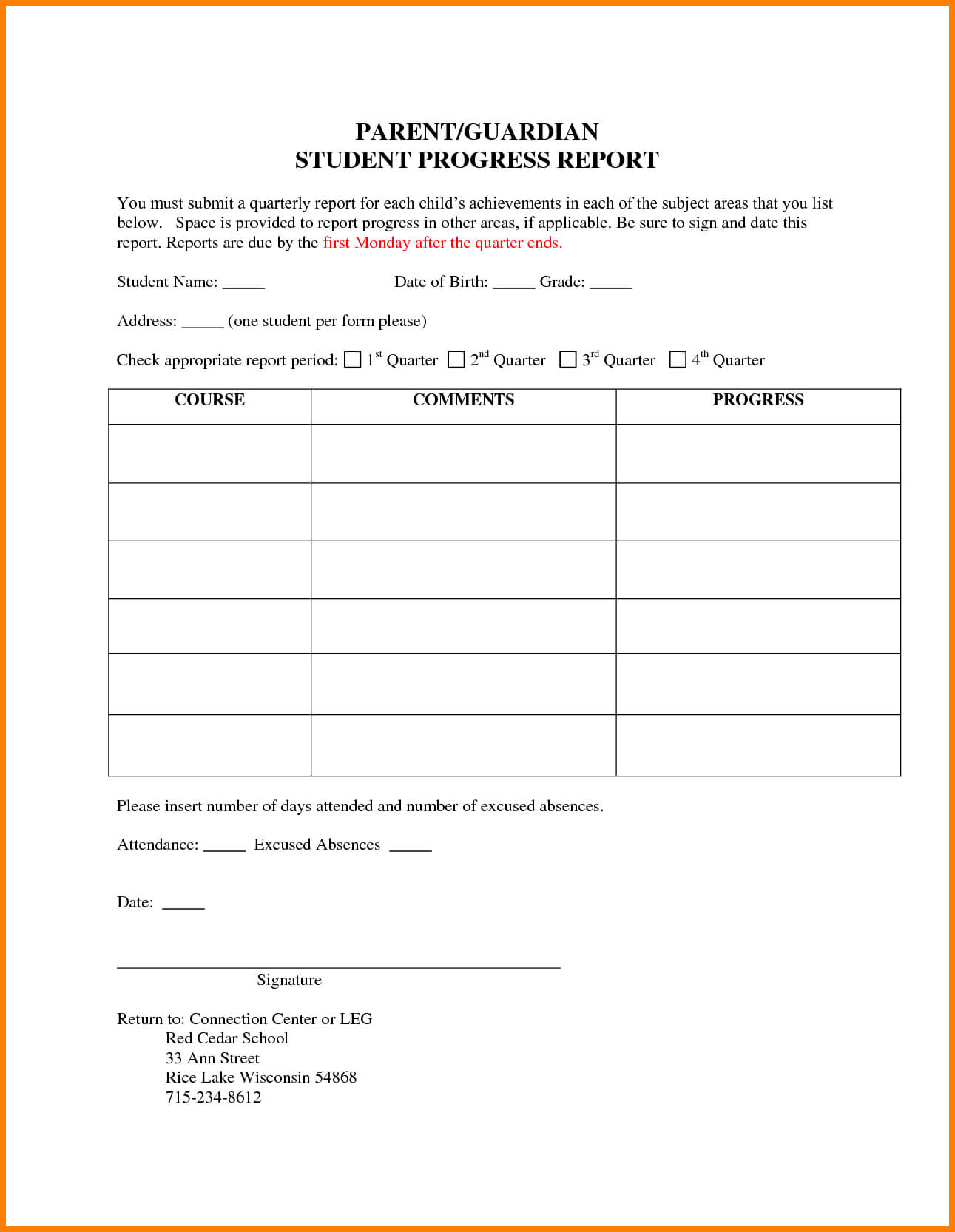 6+ Students Progress Report Template | Phoenix Officeaz For Educational Progress Report Template