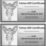 6 Tattoo Gift Certificate Templates Free Sample With With Tattoo Gift Certificate Template