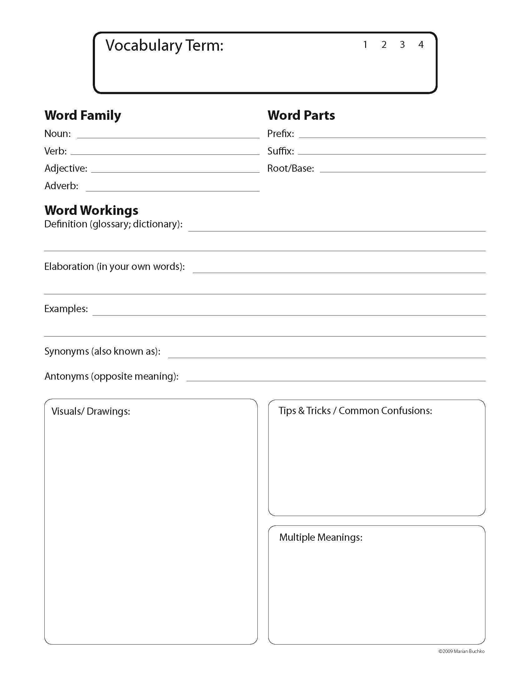 6 Traits Of Writing | Professional Developmentsmekens Inside Vocabulary Words Worksheet Template