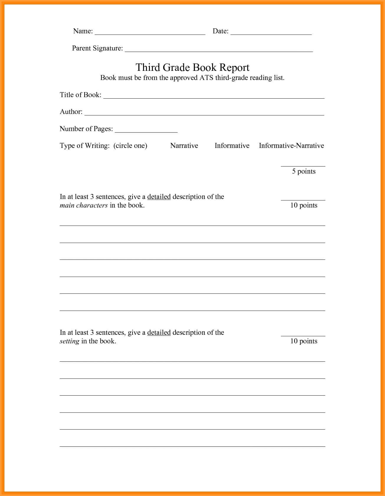 7+ Book Report Template 3Rd Grade | Types Of Letter With Regard To Book Report Template 3Rd Grade
