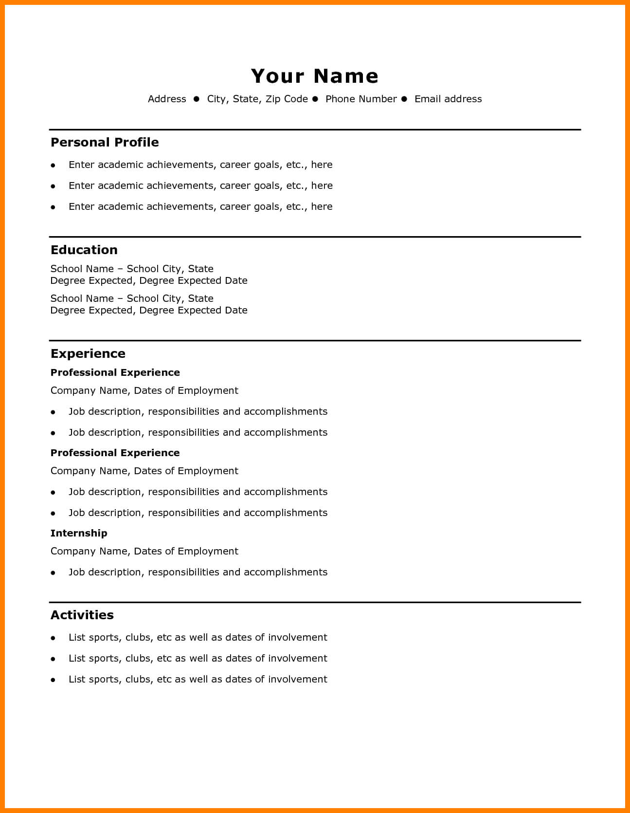 7+ Cv Template Basic | Theorynpractice Regarding Simple Resume Template Microsoft Word