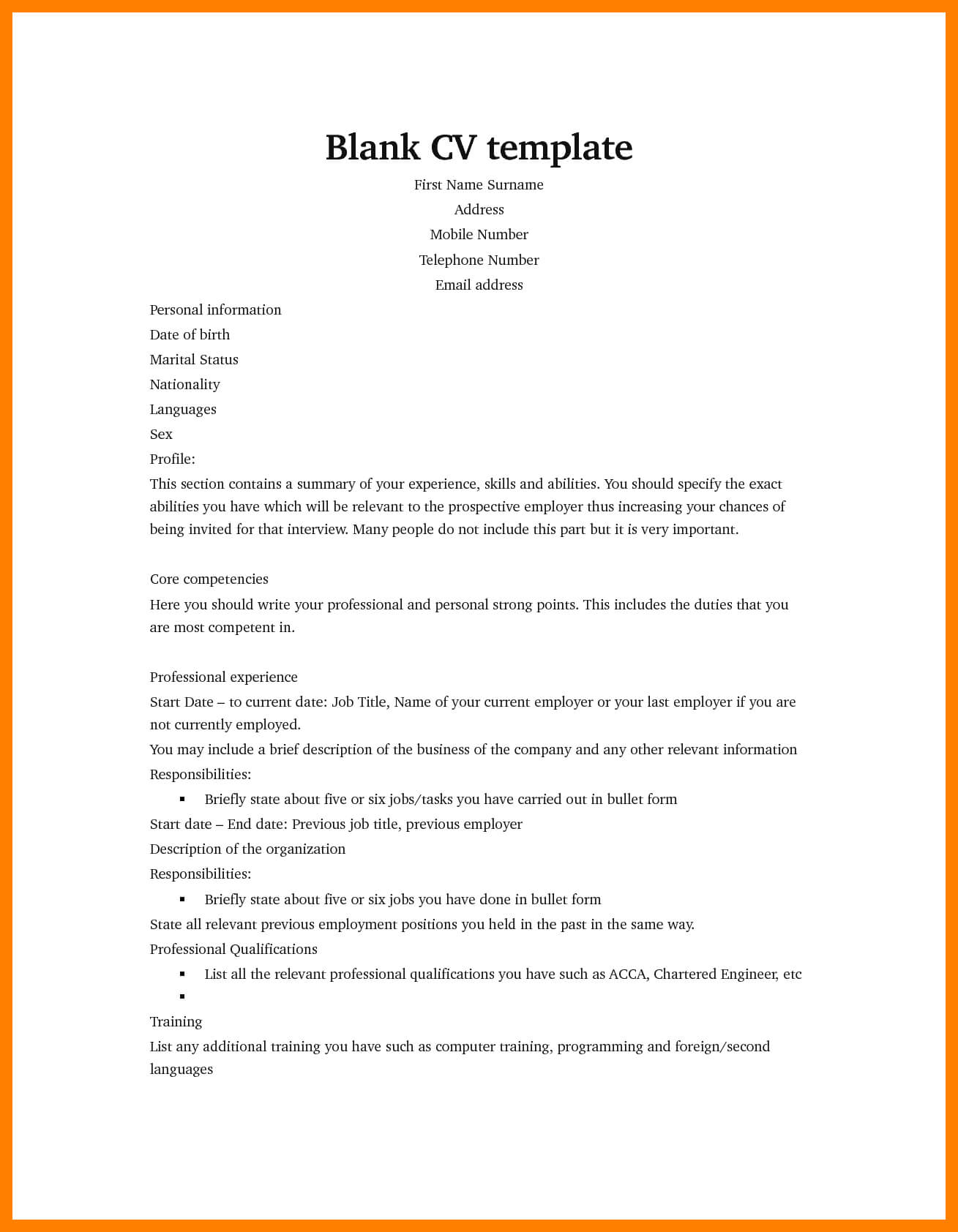 7+ Cv Templates Student | Lobo Development With Regard To Free Blank Cv Template Download