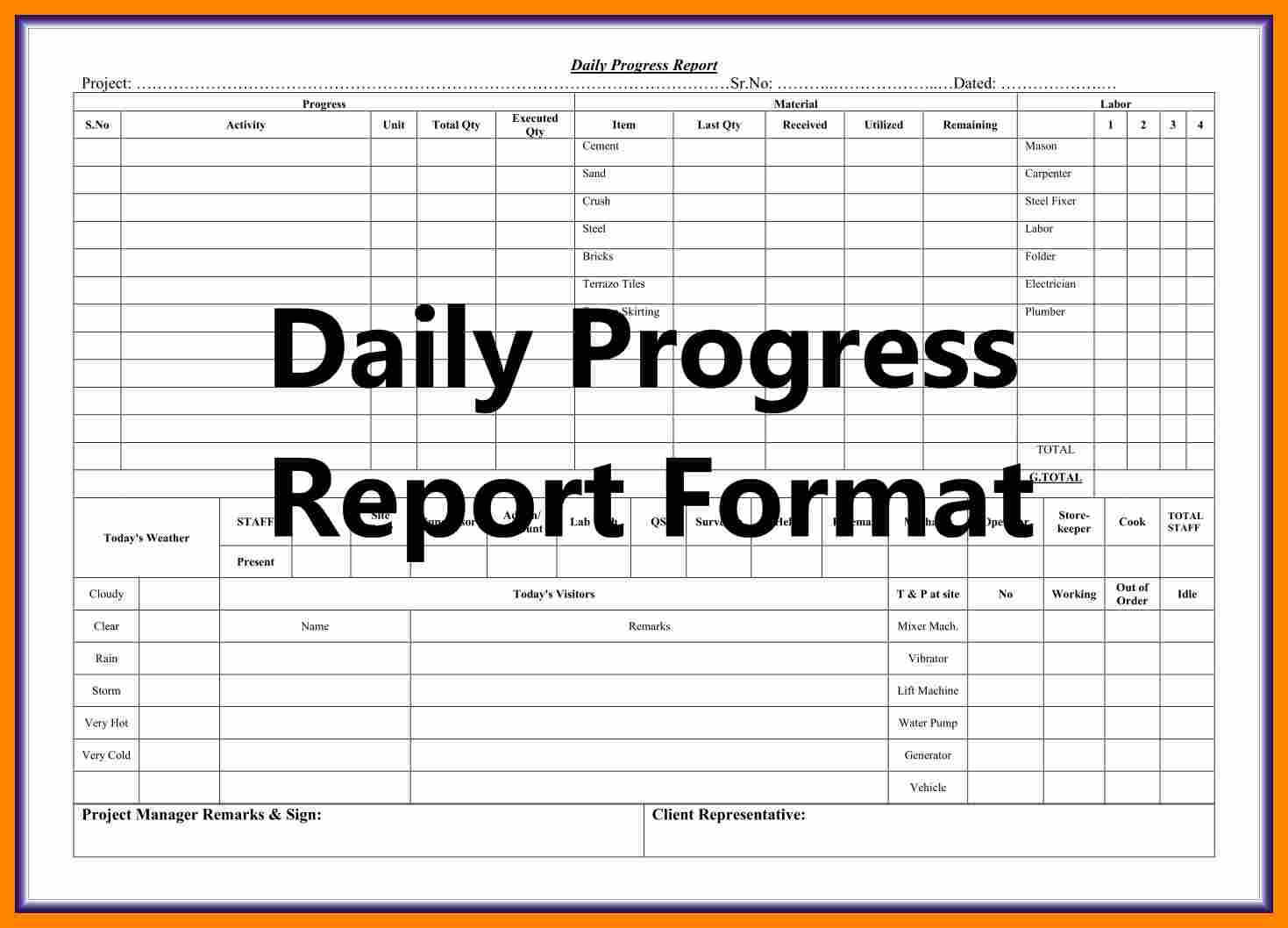 7+ Daily Progress Report Format For Construction | Lobo Intended For Construction Daily Progress Report Template