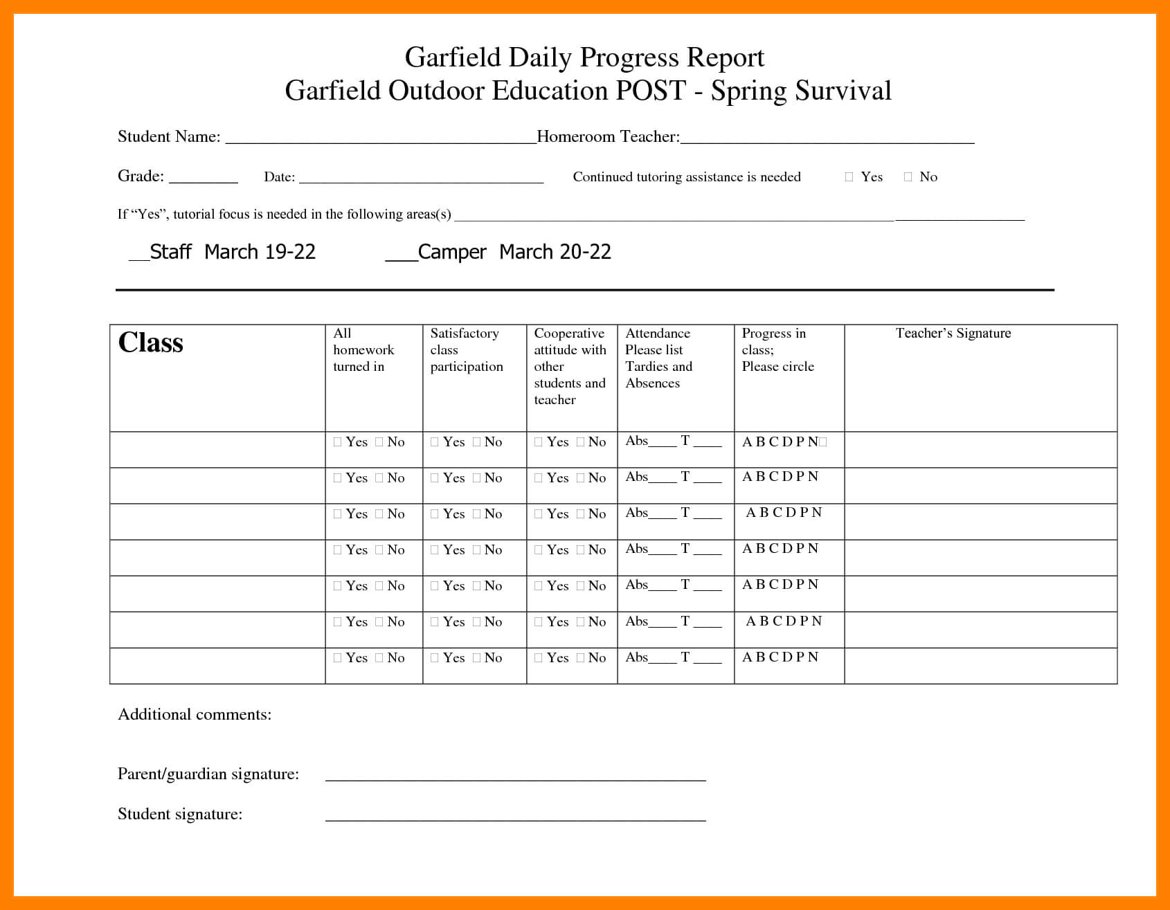 7+ Daily Progress Report Template For Students | Lobo Intended For Student Progress Report Template