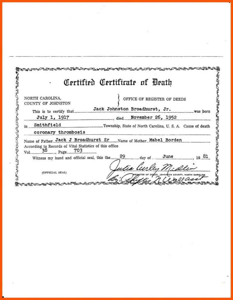 Baby Death Certificate Template