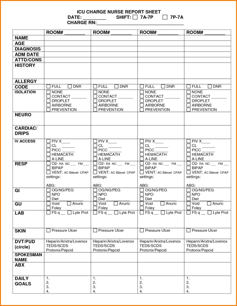 nursing-assistant-report-sheet-templates