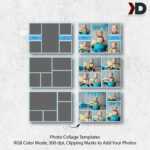 7X5 Photo Collage Card Templates, First Birthday, Birthday Collages, Cake  Smash, Digital Collage Board, Photo Template, Photography Template Within Birthday Card Collage Template