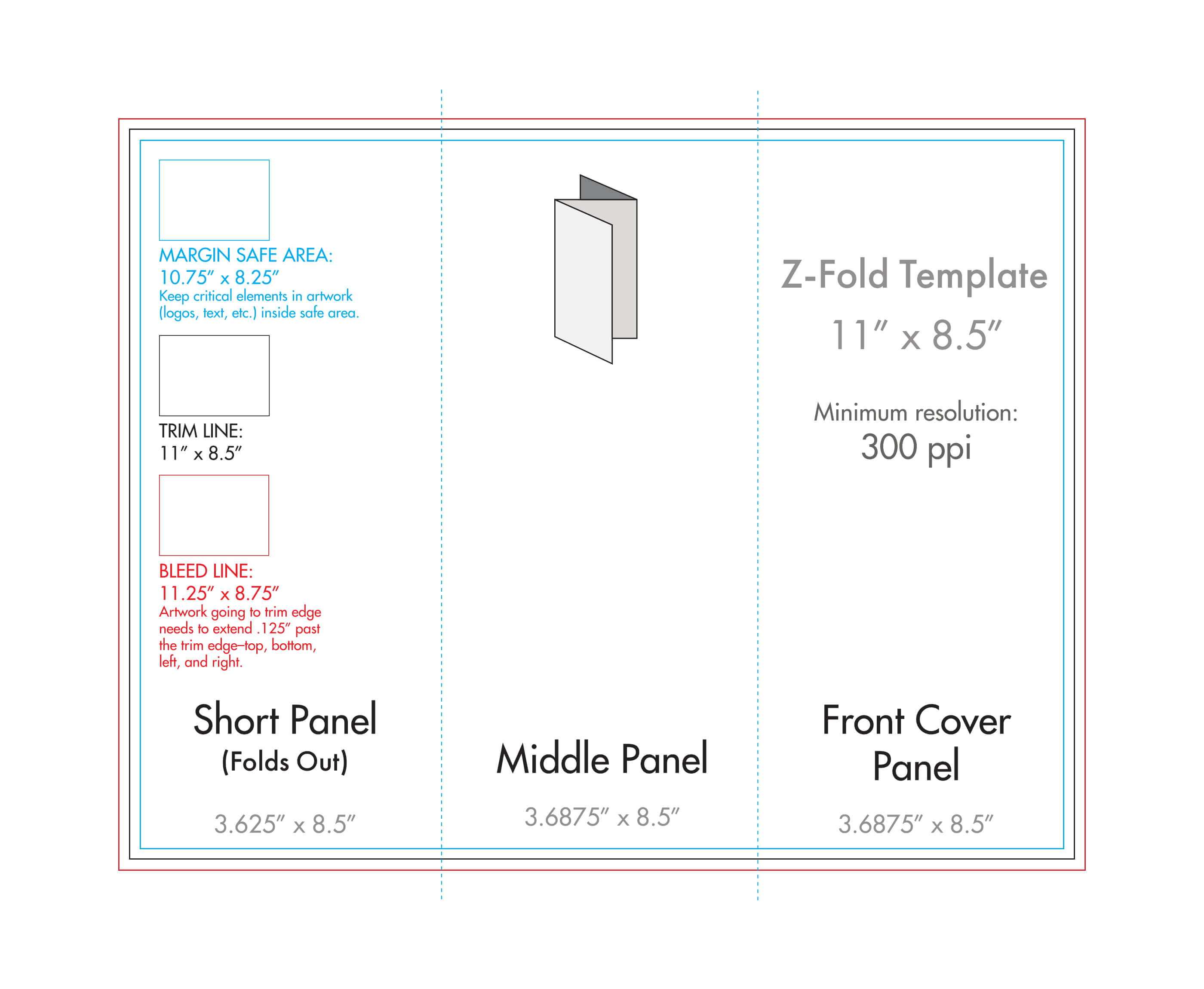 8.5" X 11" Z Fold Brochure Template – U.s. Press Regarding 8.5 X11 Brochure Template