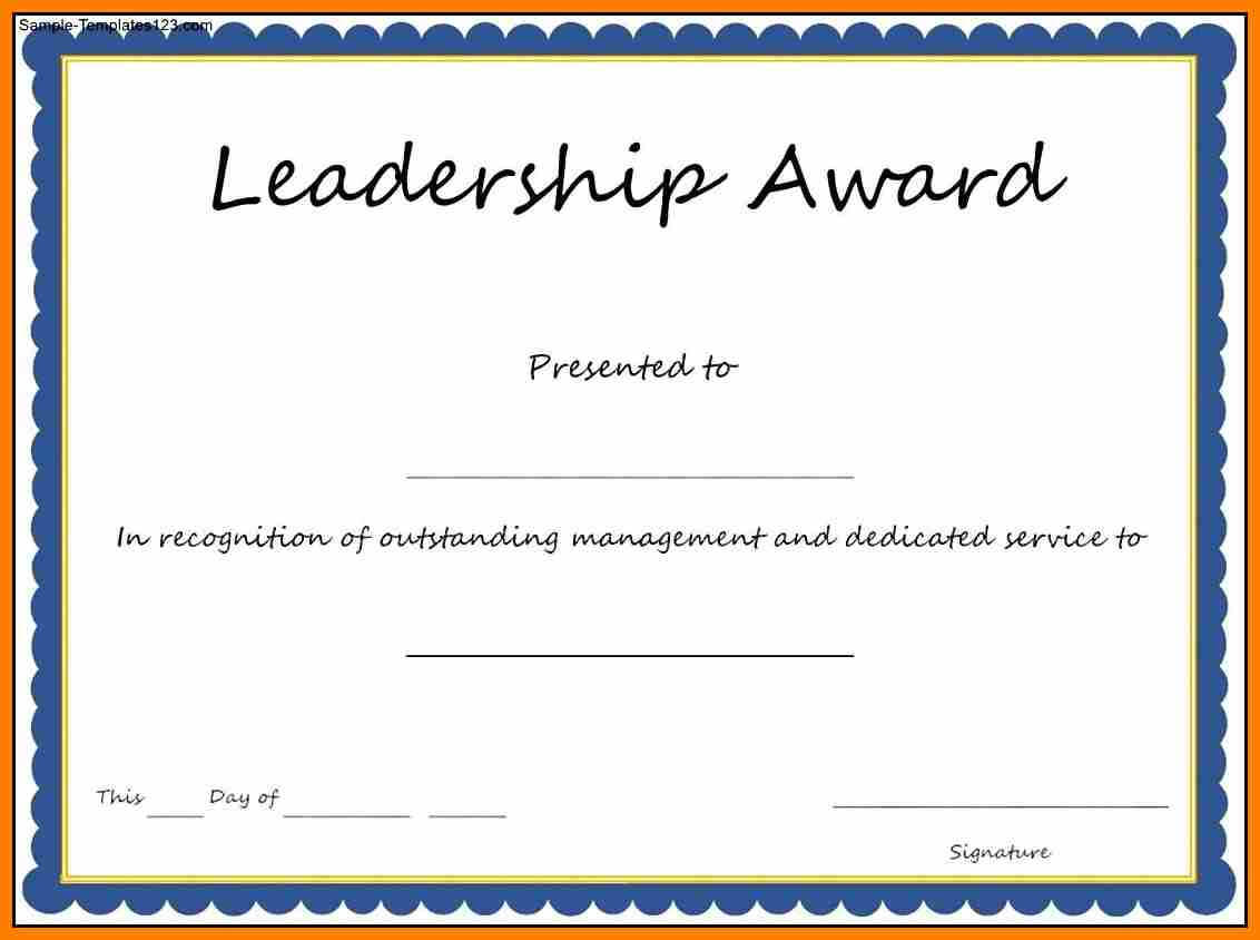 8+ Certificate Of Recognition Sample Template | Weekly Template Intended For Leadership Award Certificate Template