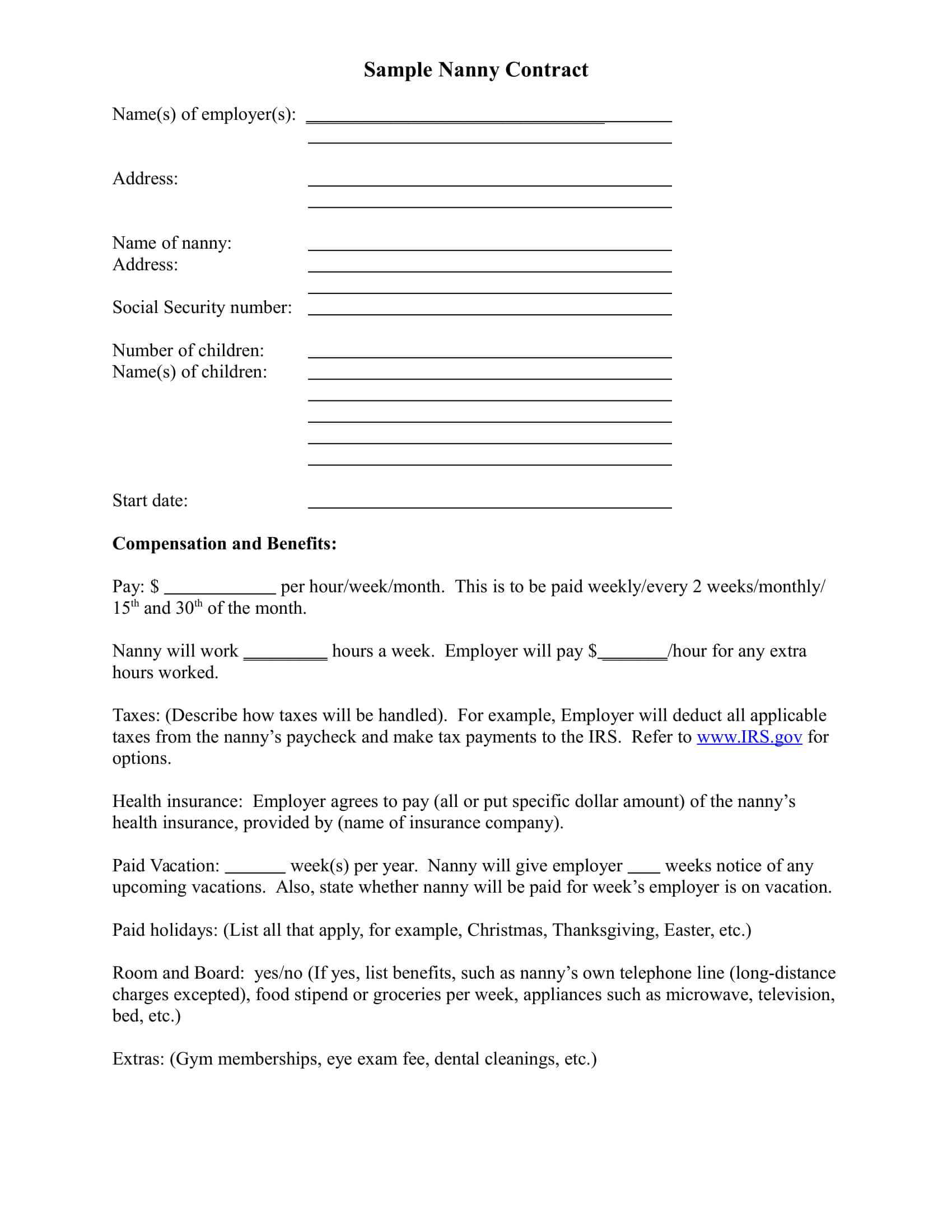 8+ Child Care Contract Example Templates – Docs, Word, Pages Within Nanny Contract Template Word