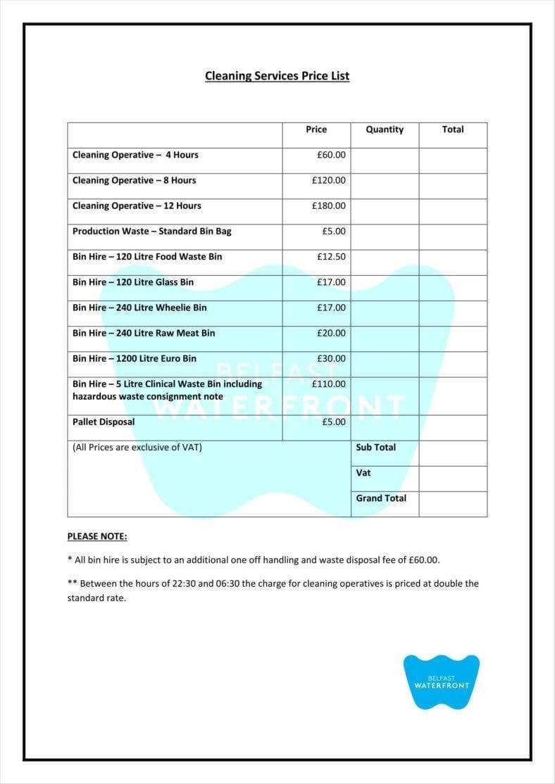 8+ Cleaning Price List Templates – Free Word, Pdf, Excel In Cleaning Report Template