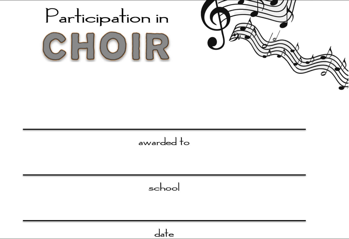 8+ Free Choir Certificate Of Participation Templates - Pdf Pertaining To Choir Certificate Template