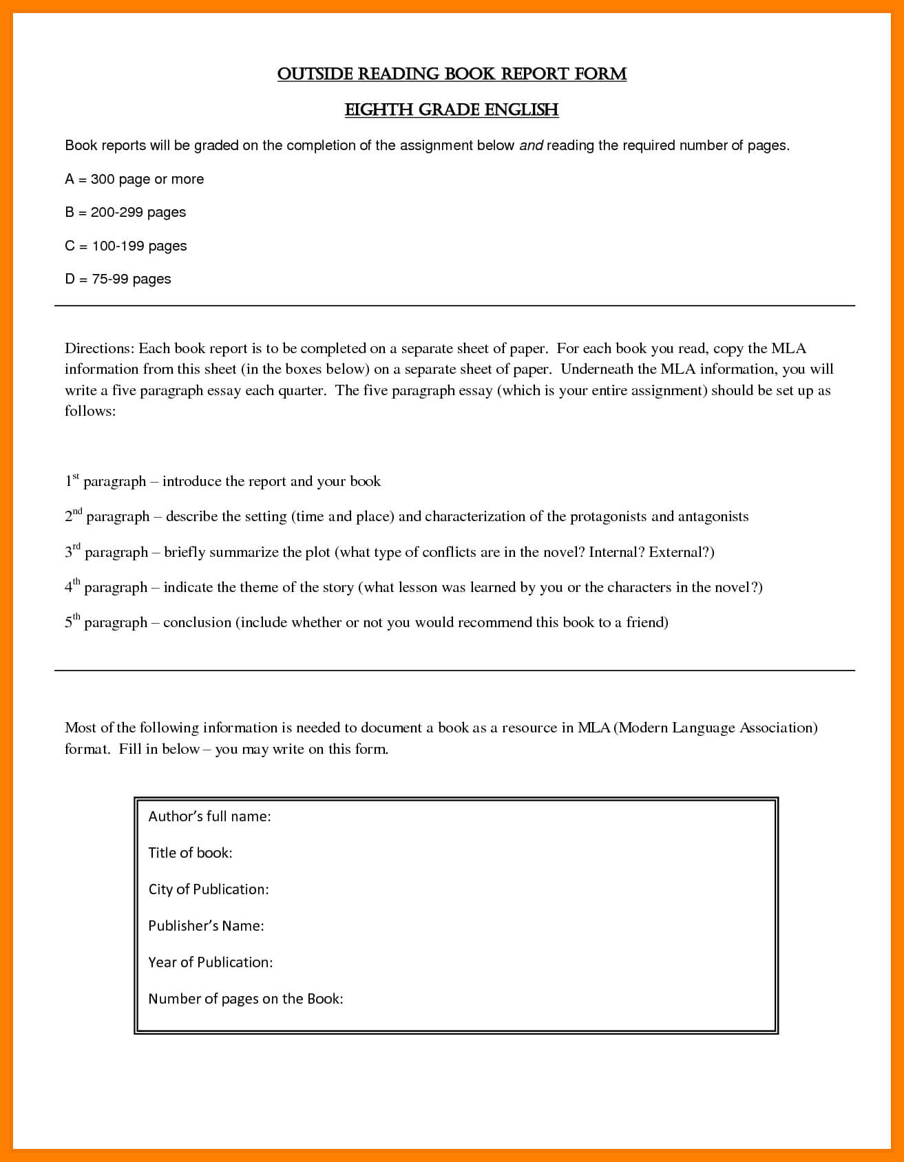 8+ Free Sample Book Reports | Shrewd Investment Intended For High School Book Report Template