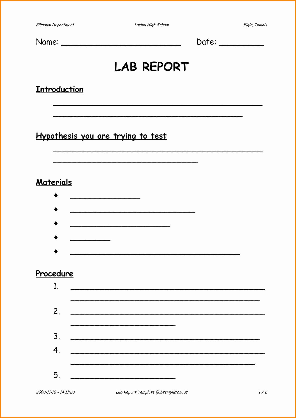 8 High School Lab Report – Locksmithcovington Template Regarding Lab Report Template Middle School