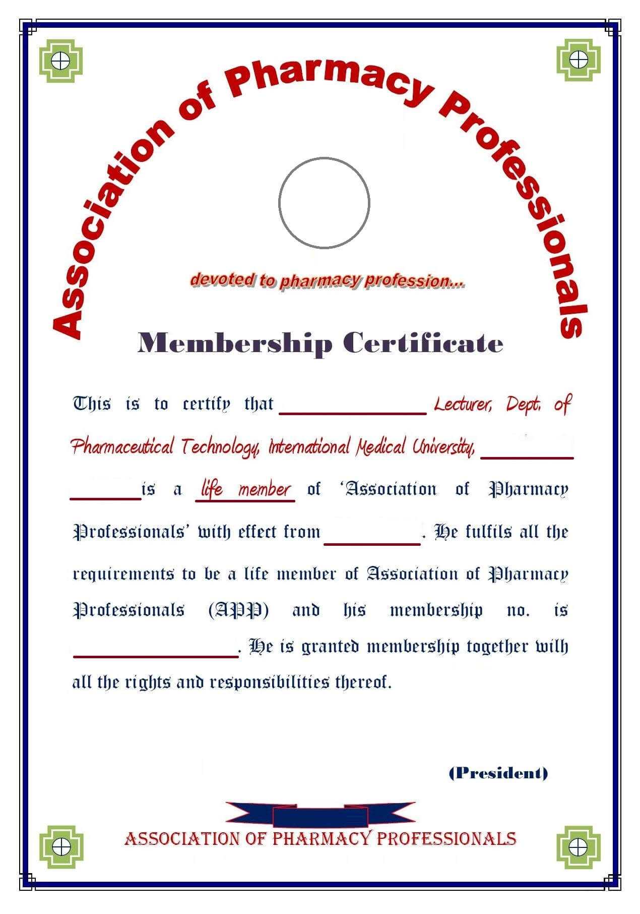 8+ Medical Membership Certificate Templates – Pdf | Free With Life Membership Certificate Templates