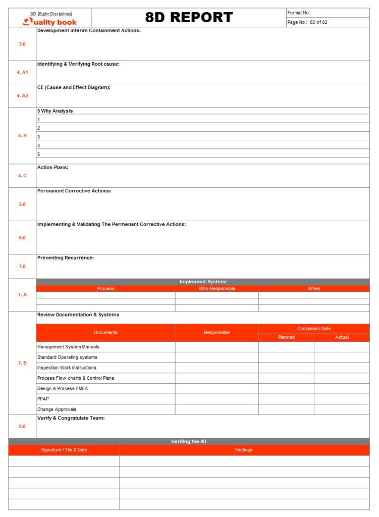 8D Report Format Template