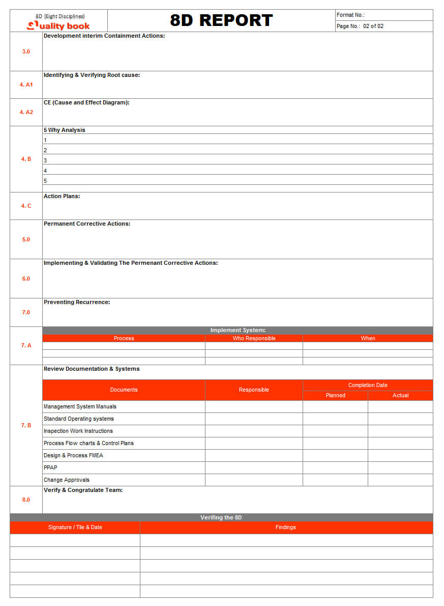 8D Report Format Template