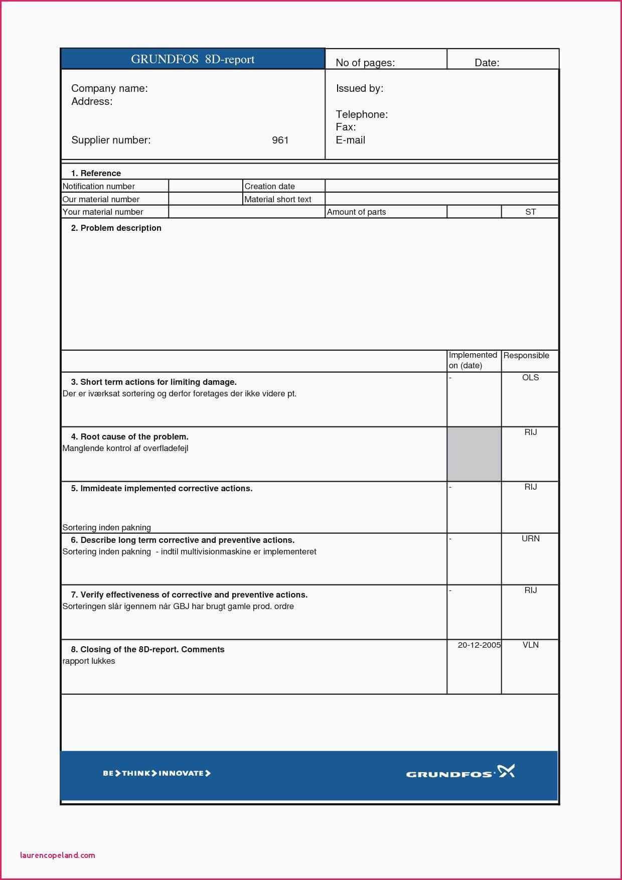 8D Report Template | Glendale Community Pertaining To 8D Report Template Xls