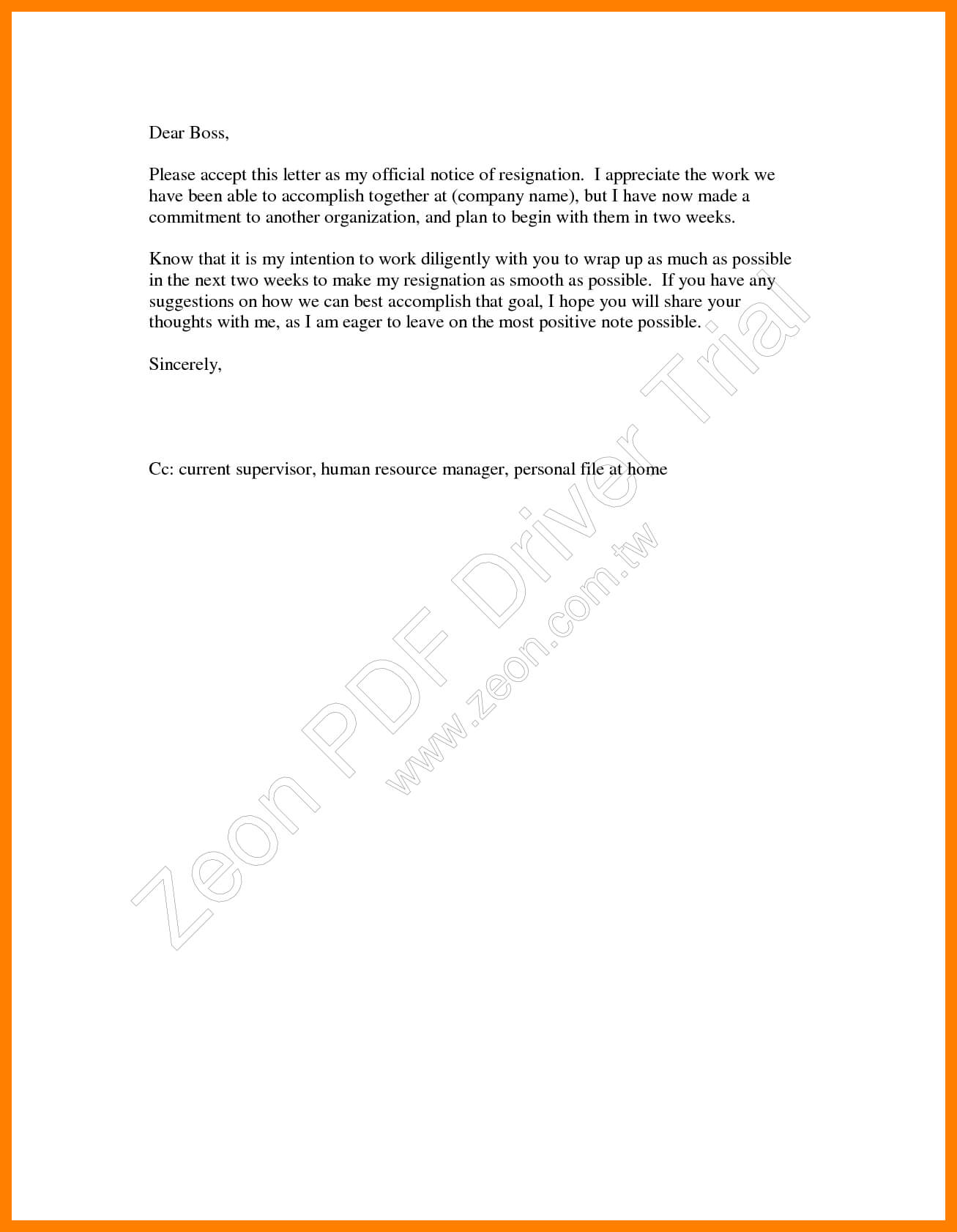 9+ 2 Weeks Notice Template Word | Time Table Chart Throughout 2 Weeks Notice Template Word