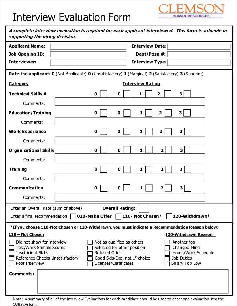 9+ Interview Evaluation Form Examples & Samples In Pdf Within Blank Evaluation Form Template