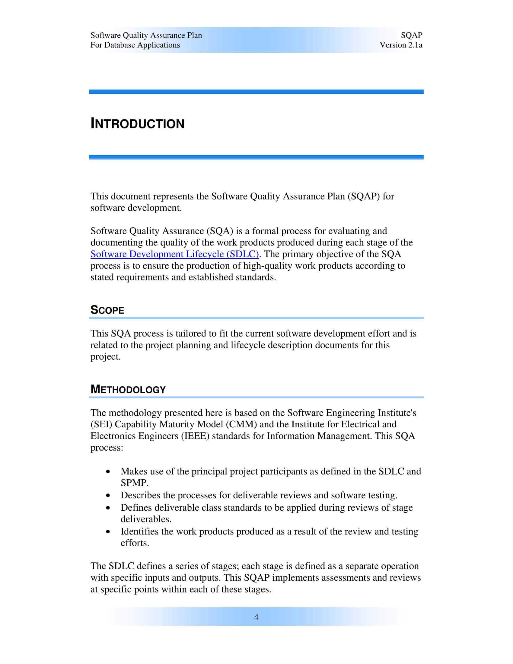 9+ Software Quality Assurance Plan Examples – Pdf | Examples In Software Quality Assurance Report Template