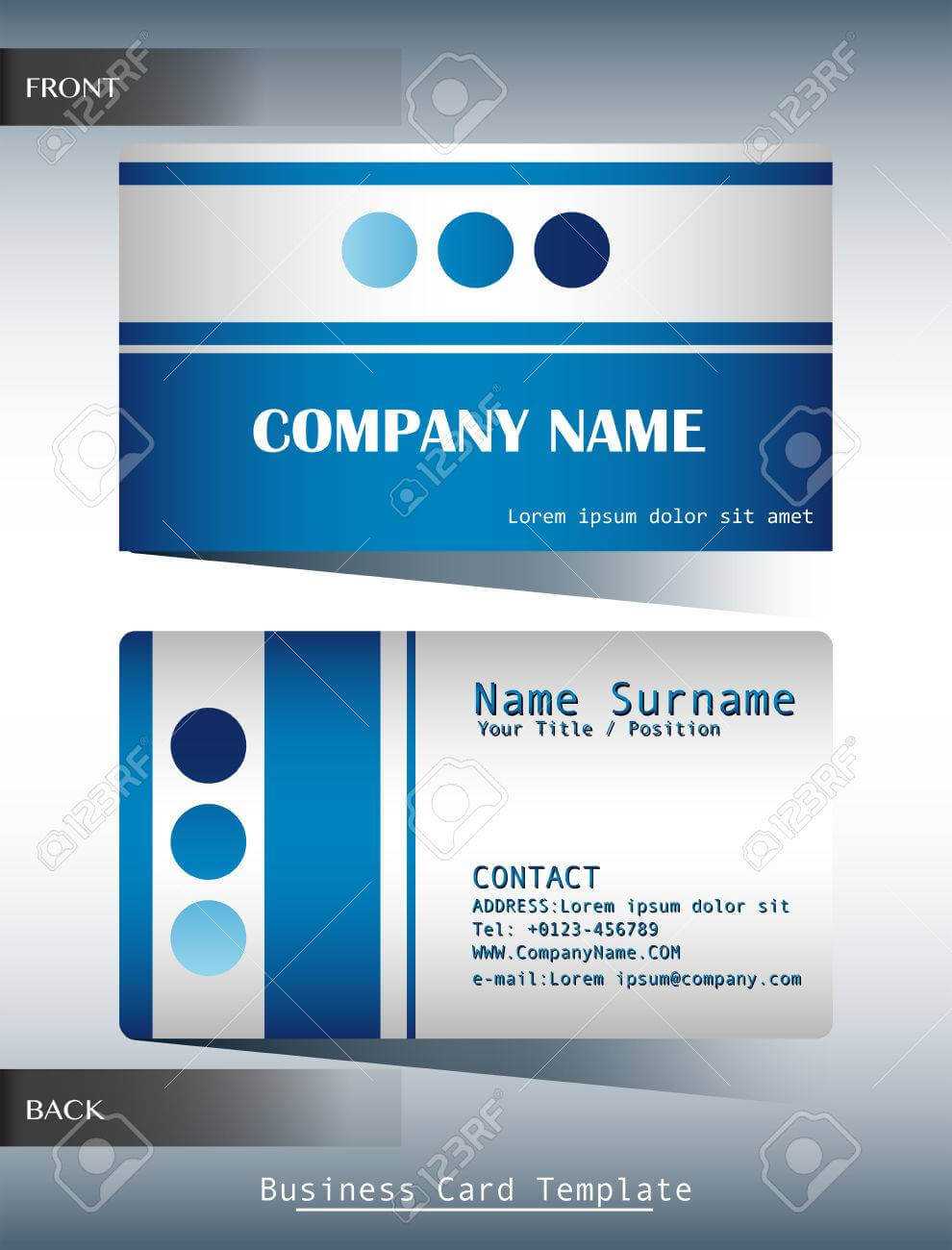 A Blue And Grey Calling Card Template throughout Template For Calling Card