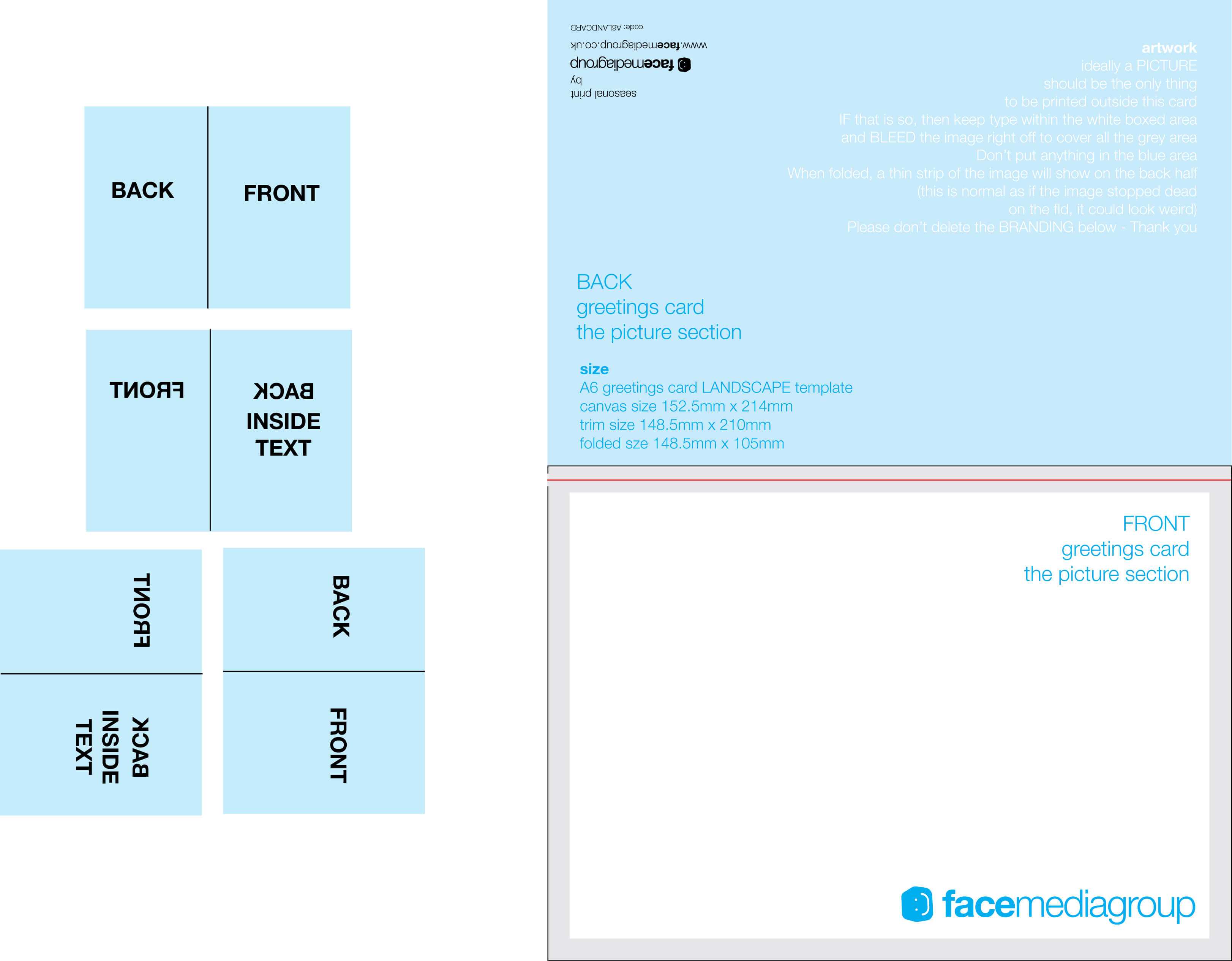 A6 Landscape Greetings Card Template – Tent Fold – Outside Within Fold Out Card Template