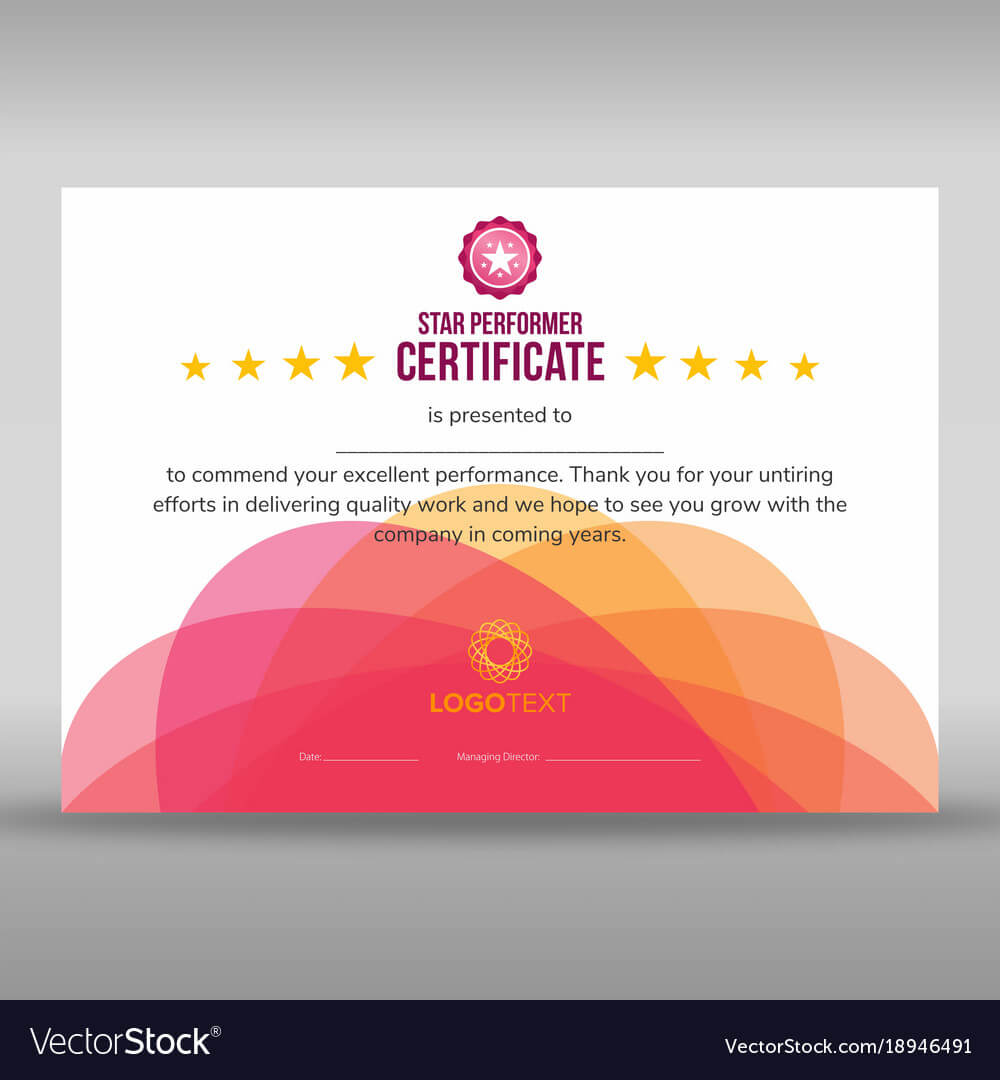 Abstract Creative Pink Star Performer Certificate Pertaining To Star Performer Certificate Templates