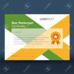 Abstract Geometric Green And Yellow Print Ready Star Performer.. Intended For Star Performer Certificate Templates