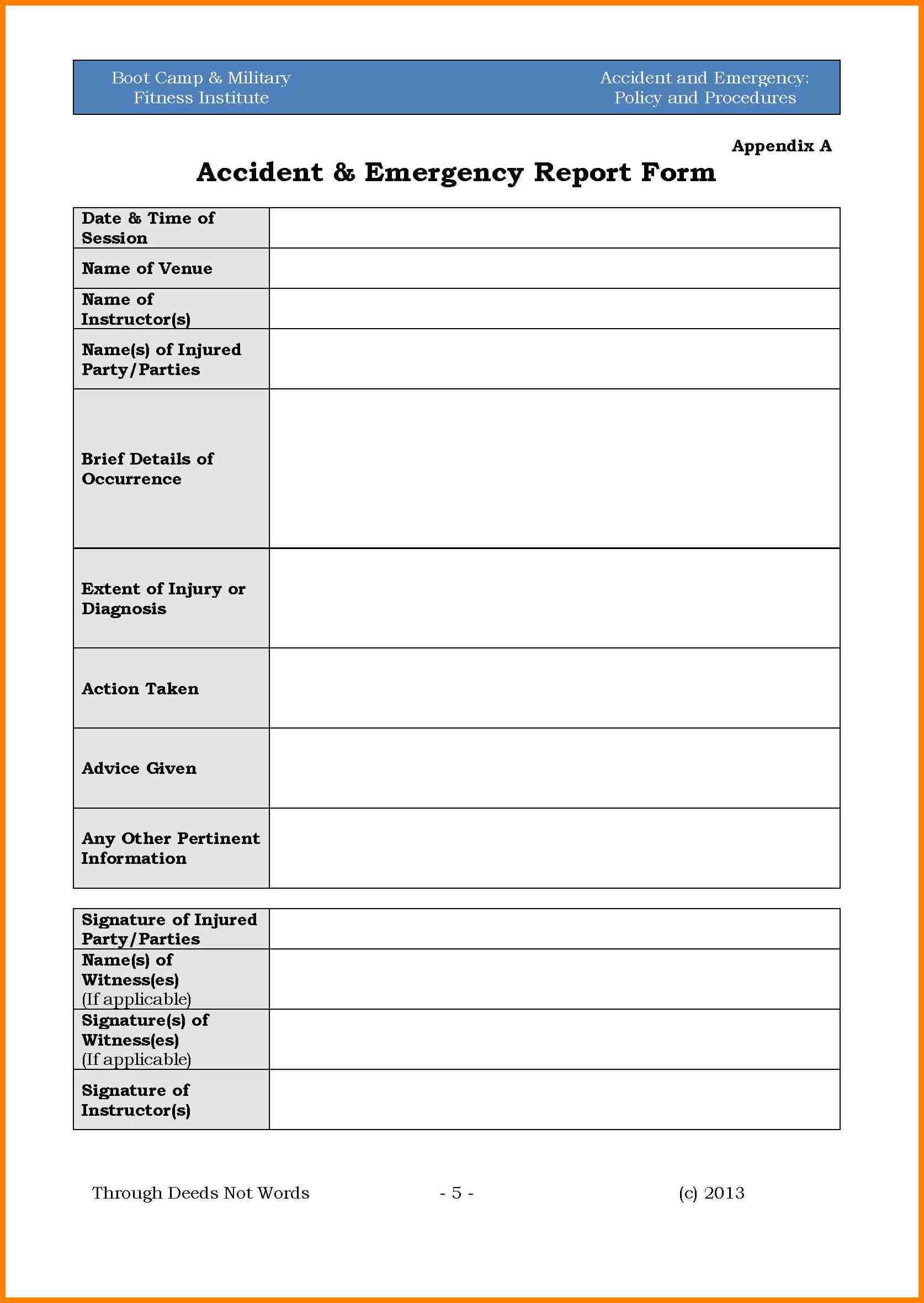 Accident Eport Form Saps Pdf Motor Vehicle Ny Format In In It Major Incident Report Template