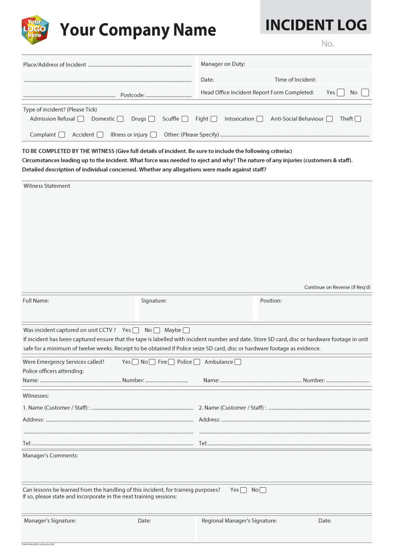 Accident, Injury, Incident Report Log Templates For Regarding Incident Report Log Template