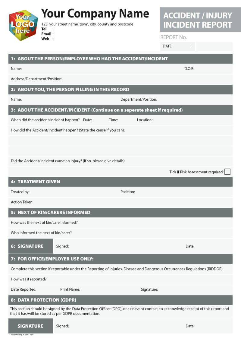 Accident, Injury, Incident Report Log Templates For Within Incident Report Book Template