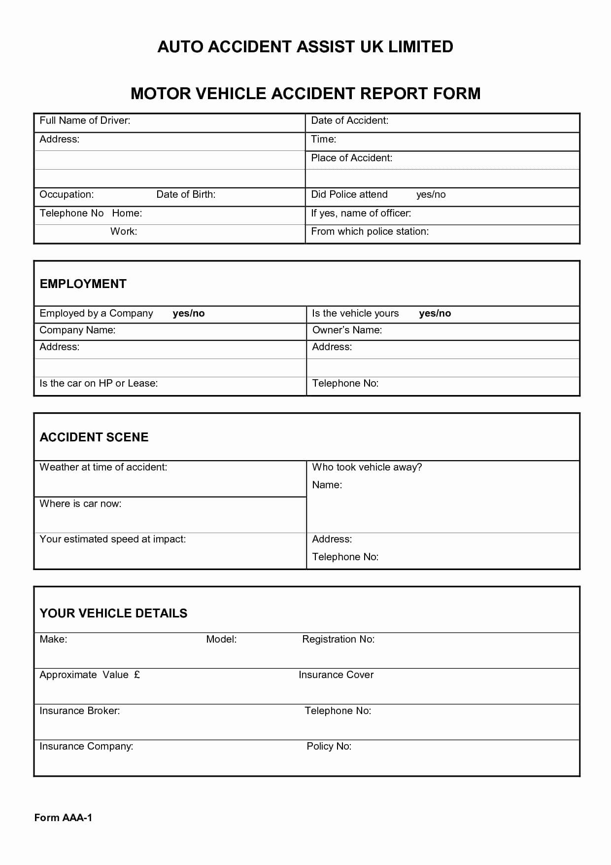 Accident Report Template Format In Excel Incident Form Nz Regarding Vehicle Accident Report Form Template