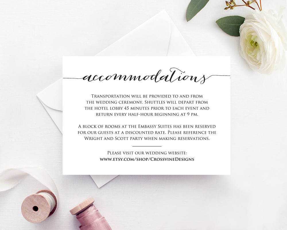 Accommodation Cards, Accommodation Card Template, Accommodations Wedding  Card, Wedding Accommodation Card, Accommodations Card Rustic With Wedding Hotel Information Card Template