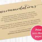 Accommodations Card · Wedding Templates And Printables Intended For Wedding Hotel Information Card Template