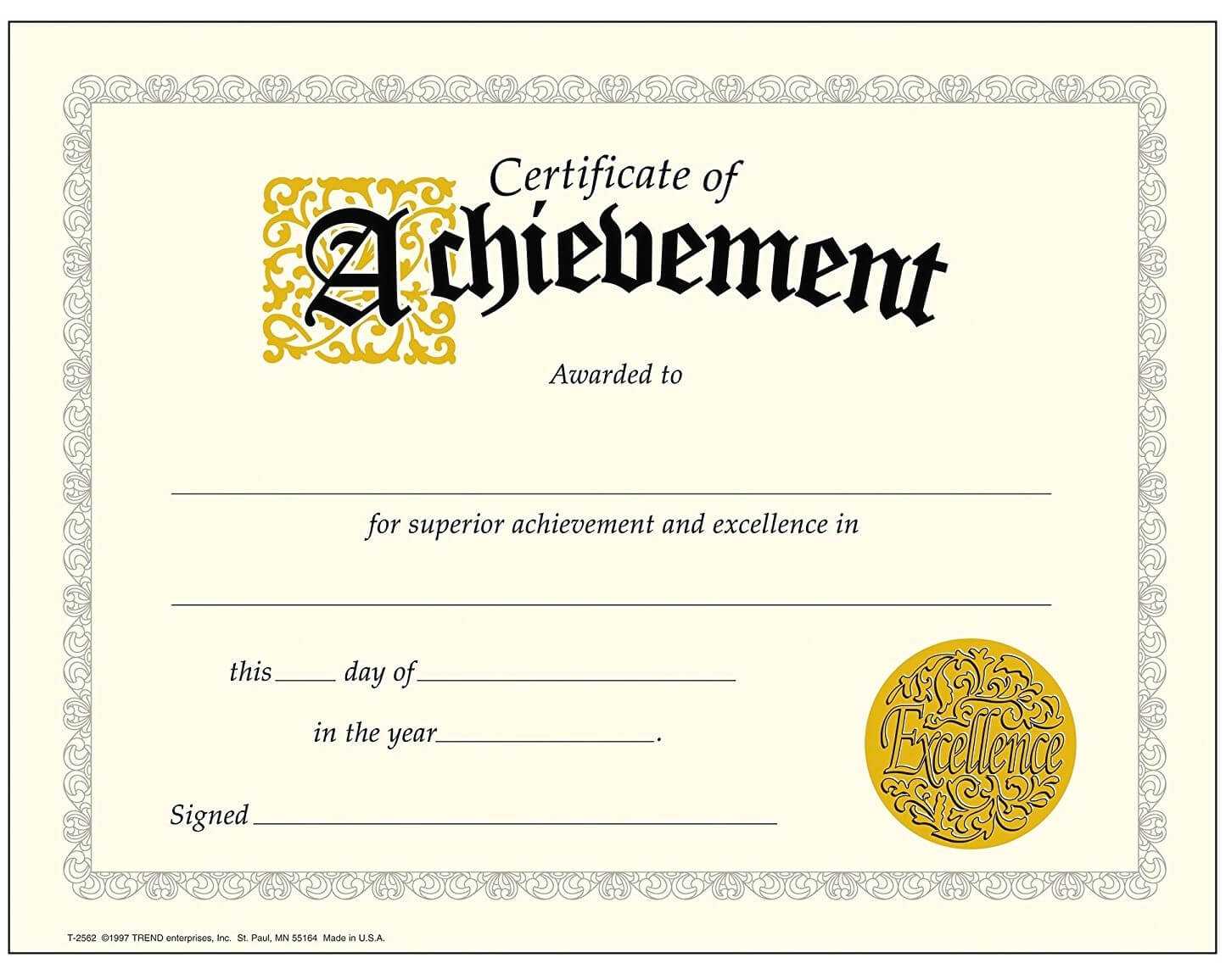 Achievement Certificate Best Of Trend Enterprises Classic Throughout Certificate Of Achievement Template Word