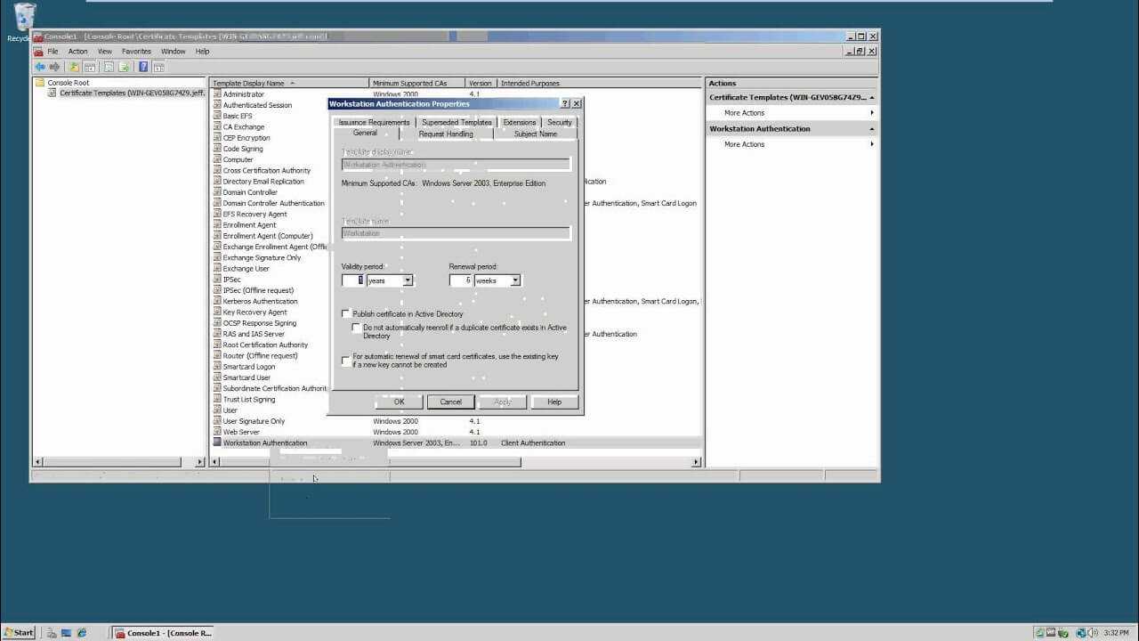 Activity 9 6 Configuring A Certificate Template For Autoenrollment Pertaining To Workstation Authentication Certificate Template