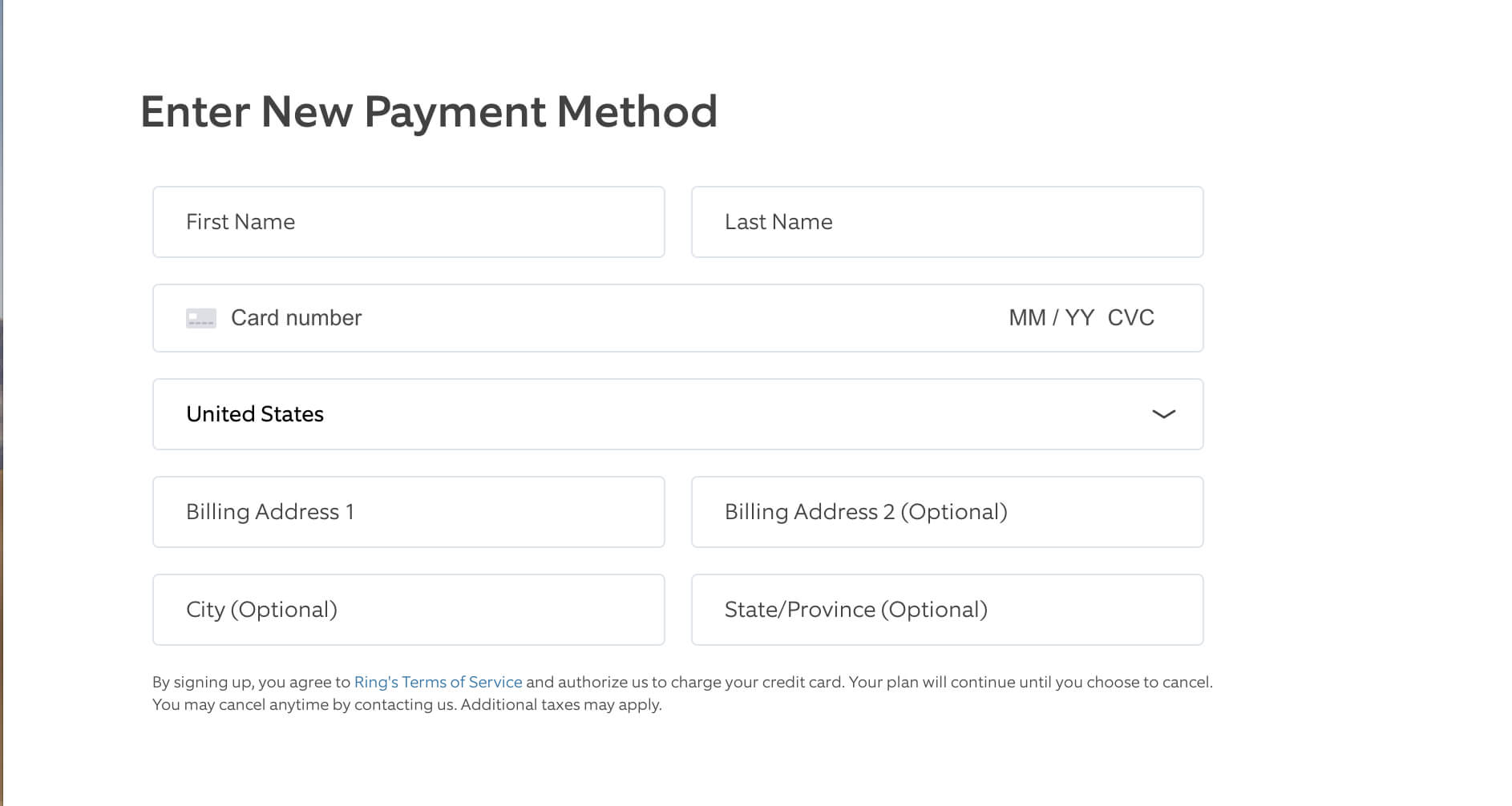 Adding, Editing, Or Deleting A Payment Method In Your Ring Inside Credit Card Payment Plan Template